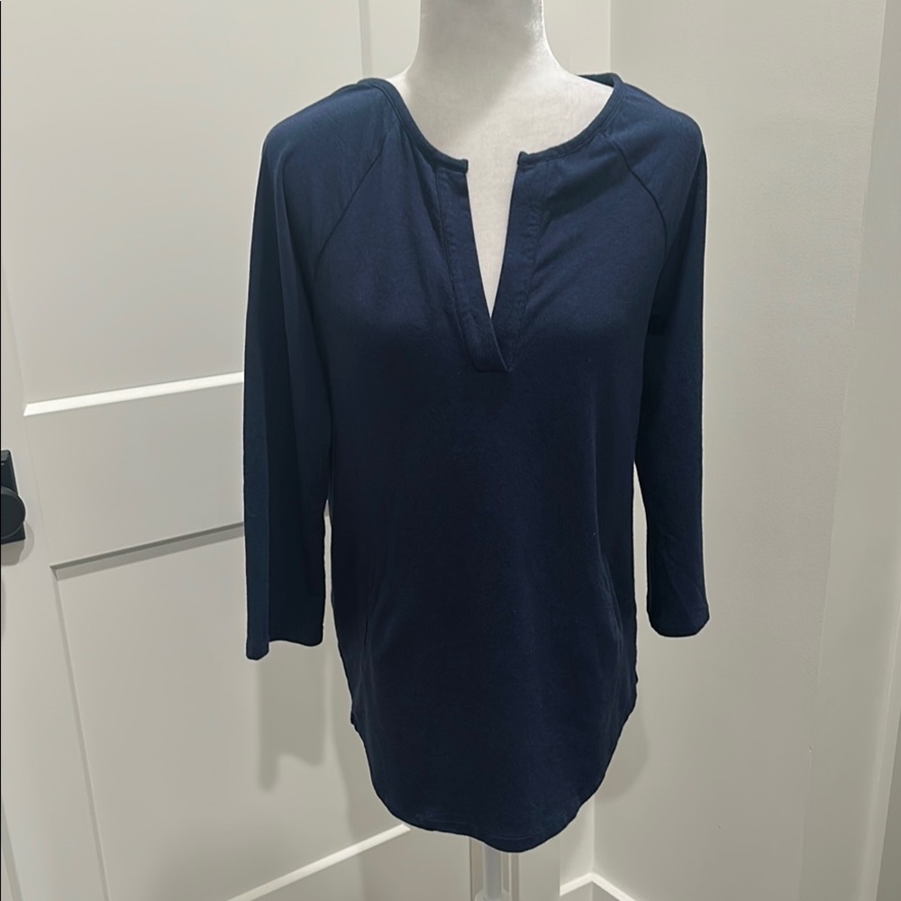 Lilly Pulitzer Navy Terry Knit Top with Front Pockets Sz M
